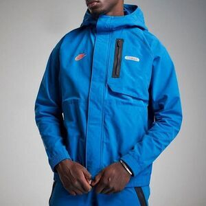 Nike Sportswear Air Max Woven Jacket Large L Blue Black Lined Logos FN0243-457